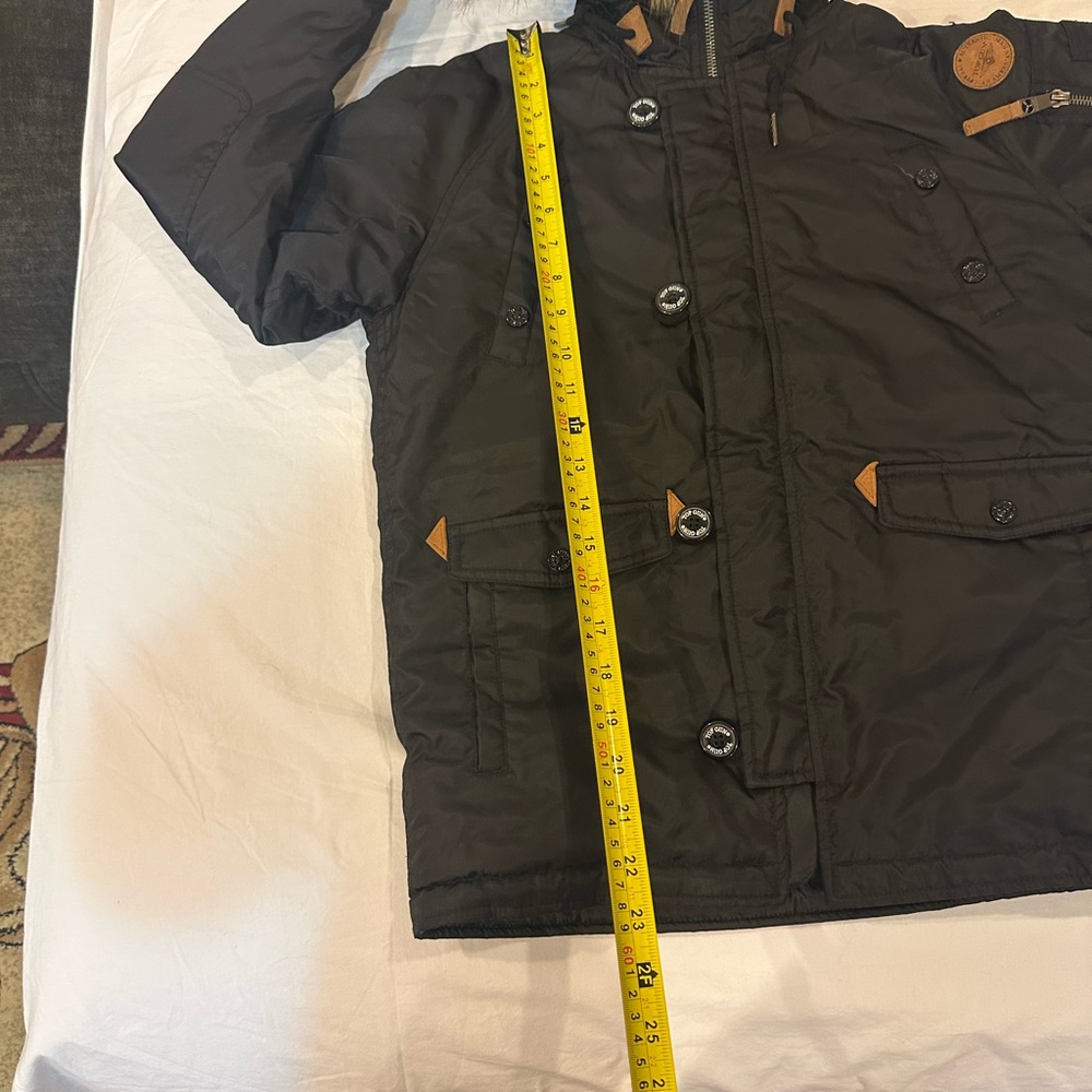 Tommy top Gun Kids Black Puffer Jacket with Faux Fur Hood - Picture 11 of 15